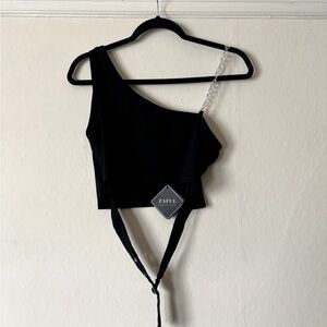 Zaful Black One-Shoulder Top